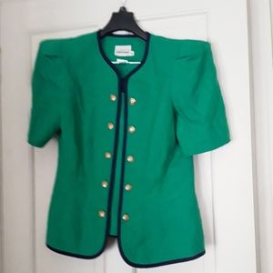 Leslie Fay Green Double Breasted Suit Jacket Sz 12